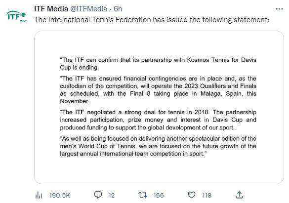 乐鱼官方网站-ITF与皮克投资集团结束合作 “网球世界杯”终落空？